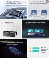 POWOXI Upgraded 7.5W-Solar-Battery-Trickle-Charger-Maintainer-12V Portable