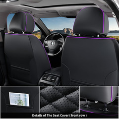 Car Seat Covers Front Seats, Nappa Leather Black&Purple Car Seat Cover, Automoti