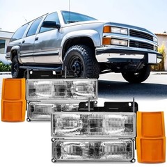 HEADLIGHTS ASSEMBLY COMPATIBLE WITH 94-98 OBS CHEVY TRUCK, 1994 Chrome Amber