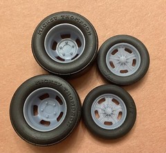 1/24 Scale: Resin 17/15-inch Vintage Halibrand Gasser Drag Wheels W/ Slicks