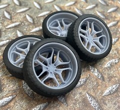 Resin 21/20 in. “Hurricane” model car wheels, 1/24 1/25 scale