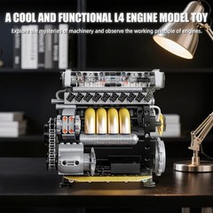 853 Pcs Visible L4 Internal Combustion Ohc Engine Motor Working Model DIY Kit
