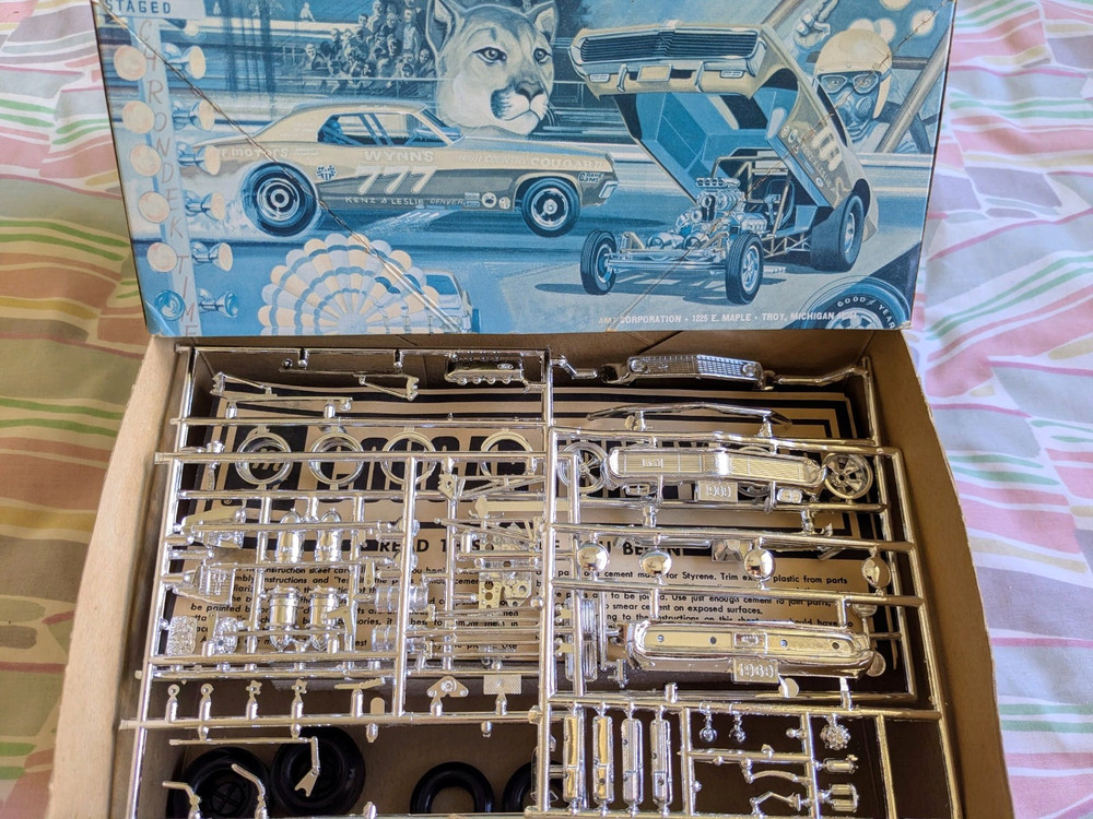 L@@K! **RARE **SEALED-BAG *ORIGINAL VINTAGE AMT COUGAR FUNNY CAR KIT **COMPLETE!