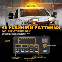 56 LED Amber Rooftop Strobe Beacon Lights Bar W/Controller Magnetic Emergency Tr