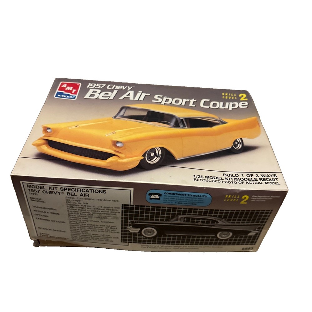 AMT 1957 Chevy Bel Air Sport Coupe 1/25 Scale Model Kit 6563 No Manual