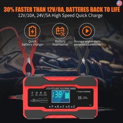 YONHAN Battery Charger 10-Amp 12V and 24V Fully-Automatic Smart Car Battery