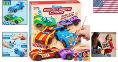 Wooden Race Car Craft Kit – 4 Small DIY Toys for Kids Boys Girls Ages 8+
