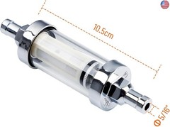 5/16 inch 9747 Inline Fuel Filter With Clear View Glass And Chrome (2)