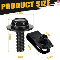 YKWYKW M6-1.0 Body Bolts & U-Nut Clips Kits,Hex Head Automotive Body Fender