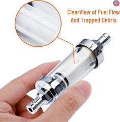 5/16 inch 9747 Inline Fuel Filter With Clear View Glass And Chrome (2)