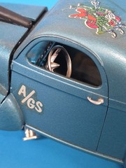 Vintage AMT 1940 Willys Coupe Gasser Built Up 1/25 Blue A/GS Evil Weevil Decal