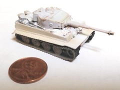 Takara 1/144 World Tank Museum 1. Germany Tiger I Tank. In winter wash. (#2)