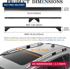FelicValo 53″ All-Metal 330 lbs Roof Rack Cross Bars with T-Slot, Universal Fit