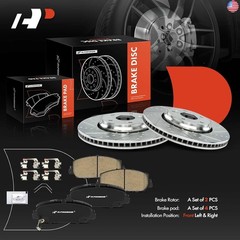 A-Premium 12.28 inch (312mm) Front Drilled and Slotted Disc Brake Rotors +