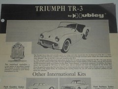 HUBLEY TRIUMPH TR-3 Model No. 150K Directions & Parts List ONLY NO MODEL