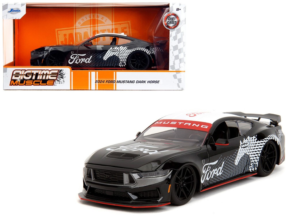 Jada 35418 1/24 2024 Ford Mustang Dark Horse Black with White Top and