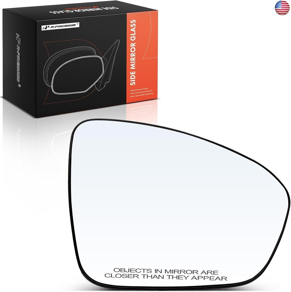 A-Premium Right Passenger Side Non-Heated Mirror Glass with Backing Plate