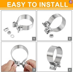 TIROL 2.75 inch Exhaust Clamp, 2 3/4 Exhaust Clamp Stainless Steel Narrow Band