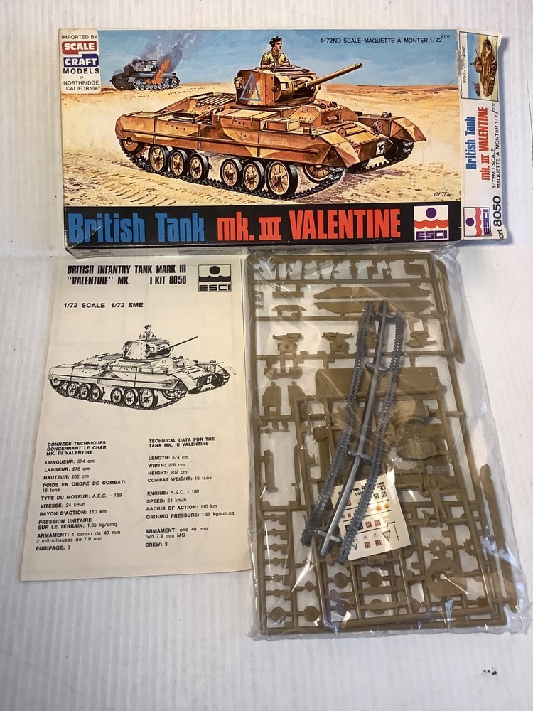 ESCI British Tank mk. II Valentine Set 1:72 HO/OO Plastic Model Kit 8050 Open