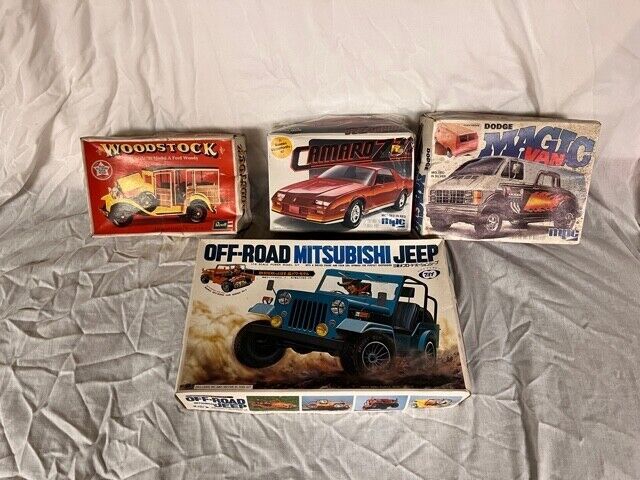 Plastic model car kit lot – Camaro, Woody, more (see description / photos)!