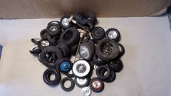 Oil Filter Box of 50 Model Car Tires/Rims Rubber/Plastic 1:24 & 1:25 Mostly