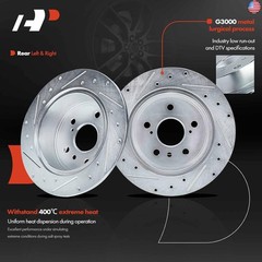 A-Premium 11.06 inch(281 mm) Rear Drilled and Slotted Disc Brake Rotors +