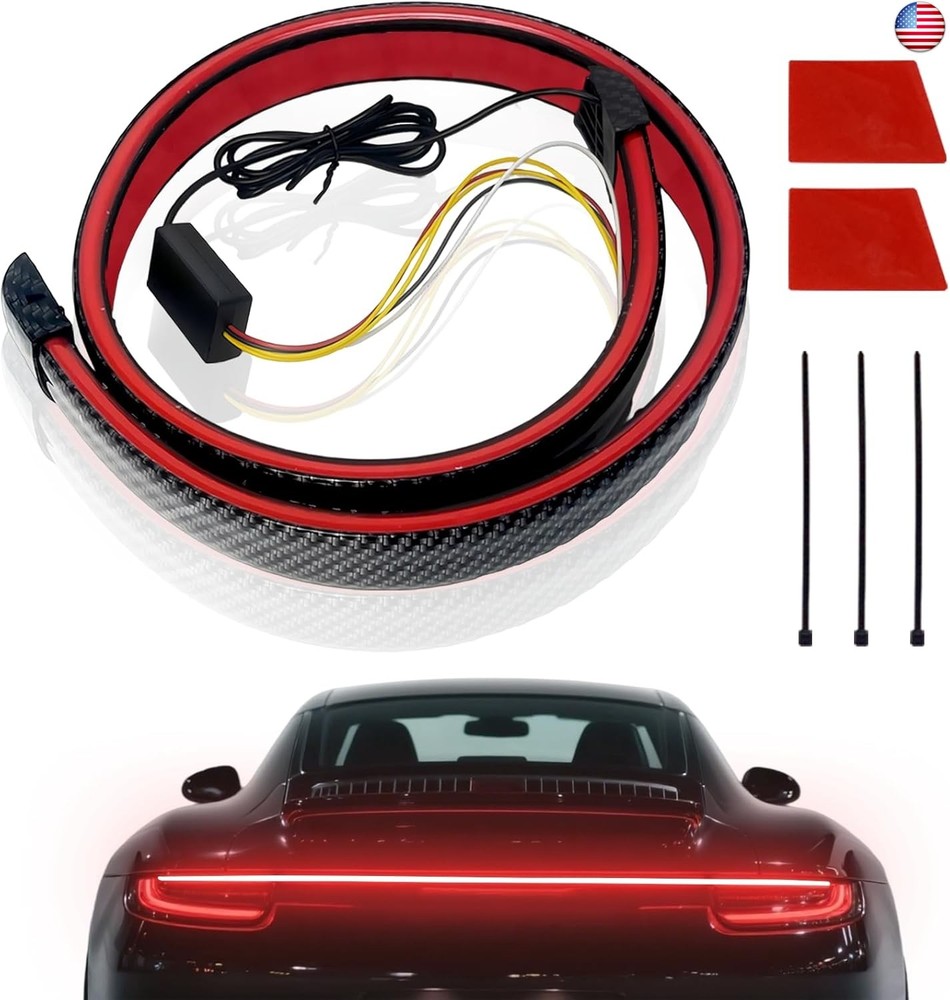 DIBMS LED Spoiler Brake Light Strip Sequential Flashing Tail Universal Red