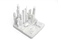 Chicago City Skyline Landmark 3D Model Matte White 4 1/2 Inches 1025