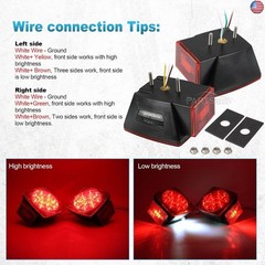 Partsam 12V Submersible Square Led Trailer Light,Red White LED Stop Turn Tail