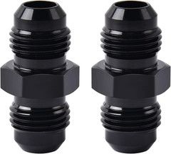 6AN Male to Male Flare Coupler Union Straight Fuel Hose Adapter Fitting Black 2P
