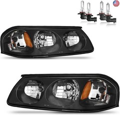 Headlights Assembly W/Bulbs for 2000-2005 Chevy Impala Halogen Headlamp