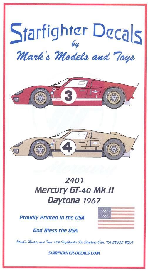 Starfighter Decals 1/24 MERCURY GT-40 Mk.II at DAYTONA in 1967