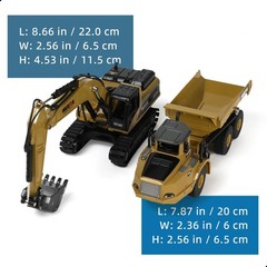 Toy set Dump truck and excavator, die-cast model of construction equipment,