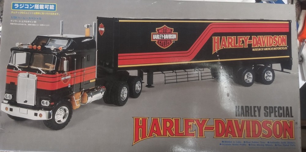 NEW IMAI 1993 Harley-Davidson 1/28 model kit Kenworth Aerodyne truck & trailer