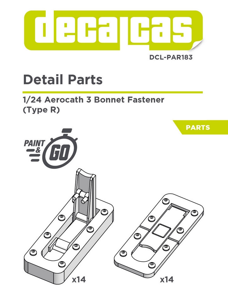 Decalcas 1/24 Rectangular Bonnet Fastener Pins Type R