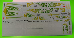 1970 70 Monte Carlo Lowrider 1/25 AMT Decal Sheet Emblems Green White Flames