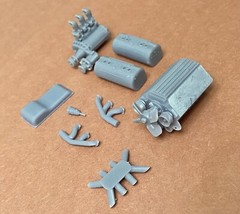 1/24 Scale: Supercharged Ford Flathead Engine W/ Ardun Heads; Resin; 3D Print.