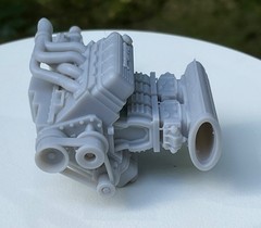 B-Stock 1/24 Pontiac 455 V8 Engine Dual Carb Tunnel Ram TH350 Resin Model Parts