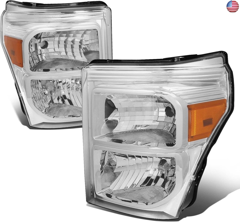 DNA MOTORING HL-OH-FSU13-CH-AM Chrome Amber Headlights Replacement Compatible