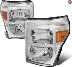 DNA MOTORING HL-OH-FSU13-CH-AM Chrome Amber Headlights Replacement Compatible