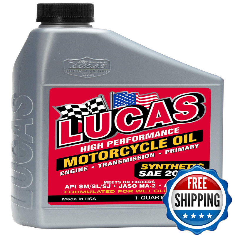 Lucas Oil 10702 High Performance Synthetic 20W-50 Motorcycle Oil – 1 Quart Pack