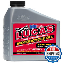 Lucas Oil 10702 High Performance Synthetic 20W-50 Motorcycle Oil – 1 Quart Pack