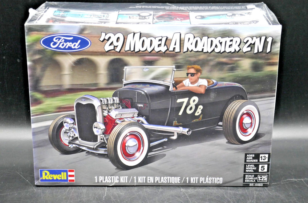 1:25 Revell 1929 Ford Model A Roadster 2n1 Model Kit 85-4463 – Sealed