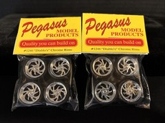PEGASUS MODEL ACCESS. 1246 DIABLO’S CHROME RIMS/TIRES-2 SETS NIB-1/25 SCALE