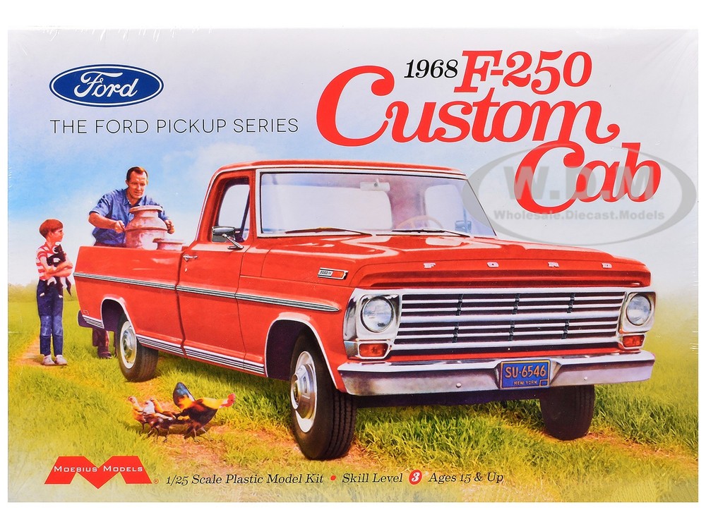 SKILL 3 MODEL KIT 1968 FORD F-250 CUSTOM CAB PICKUP 1/25 BY MOEBIUS MOE-2564
