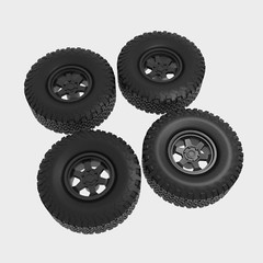Resin 1/24 Scale: 18-Inch Fuel Wheels W/ 37″ Off-Road Tires; Jeep, Truck