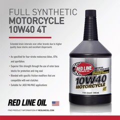 Red Line 42404 10W40 Synthetic Motorcycle Motor Oil – 1 Quart