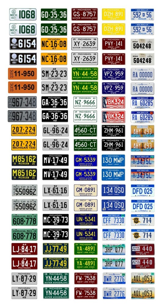 1/43 scale model car assorted Michigan license plates state tags