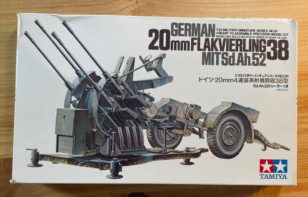 20mm Flakvierling 38 Mit Sd.Ah.52 – 1/35 Scale Tamiya Kit MM-91
