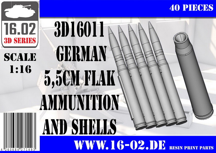 16.02 1/16 German 5.5cm Flak Ammunition and Shells